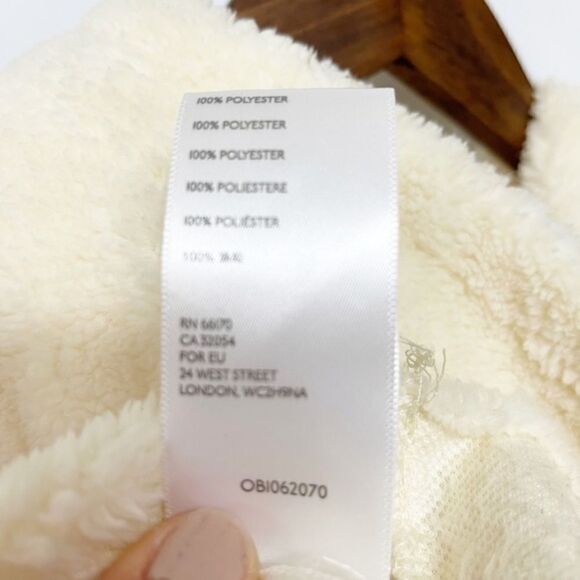 Urban Outfitters Teddy Cropped Hoodie Fleece Cream Small - Picture 6 of 8